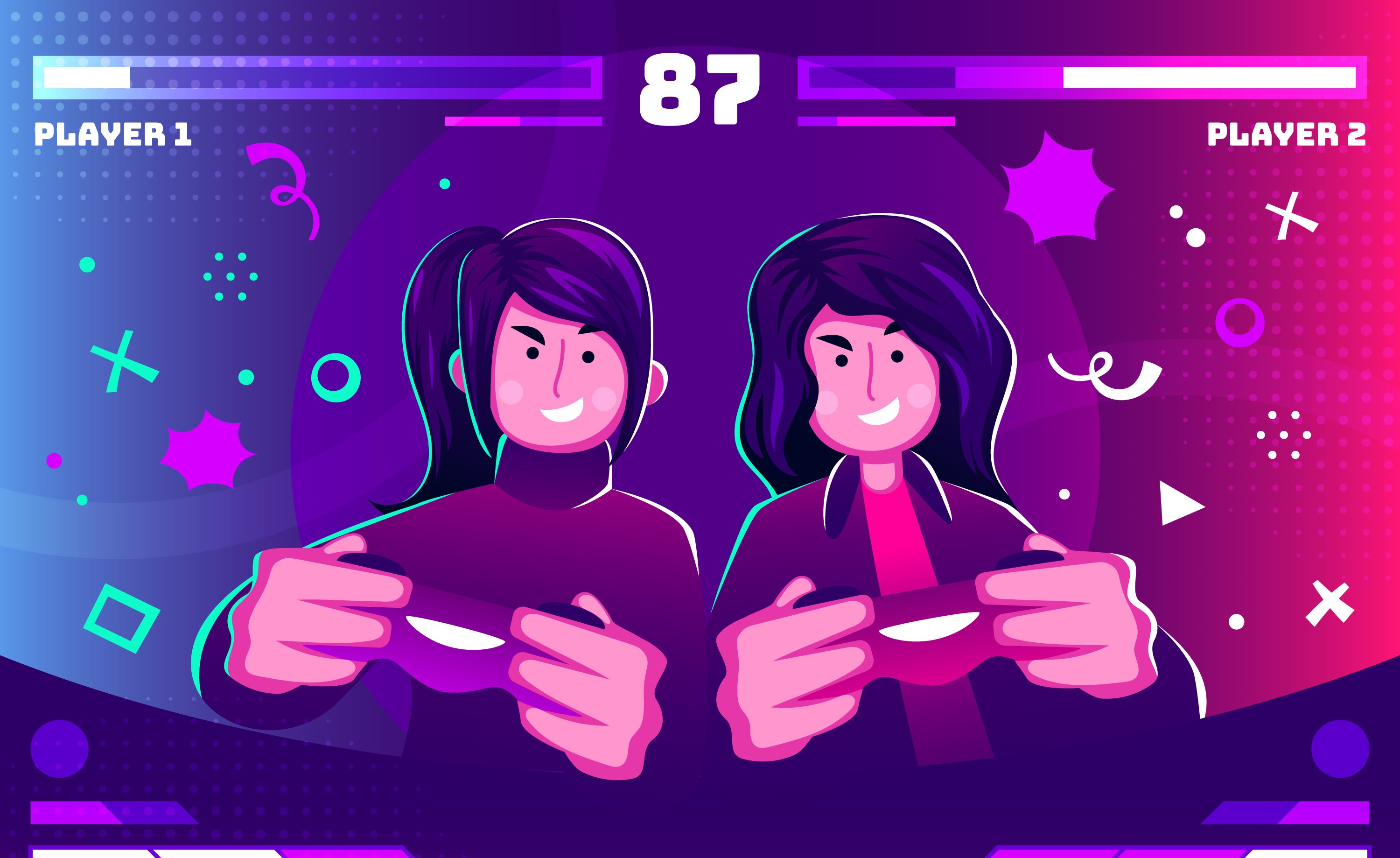 dos chicas jugando a videojuegos